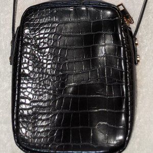 Black Crocodile Style Crossbody Bag